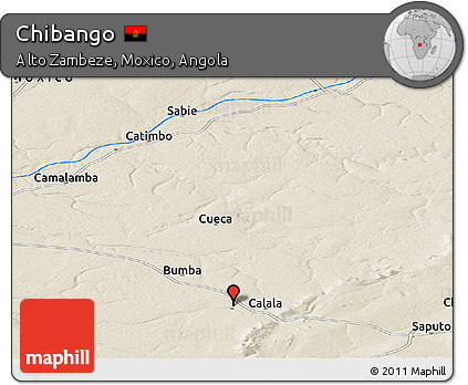Shaded Relief Panoramic Map of Chibango