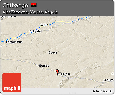 Shaded Relief Panoramic Map of Chibango