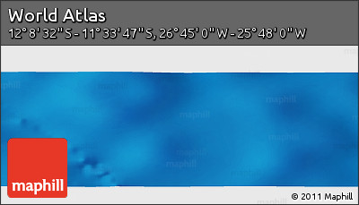 Physical Panoramic Map of the Area around 11° 51' 9" S, 26° 16' 29" W