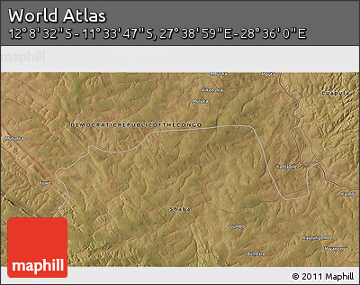 Satellite 3D Map of the Area around 11° 51' 9" S, 28° 7' 30" E