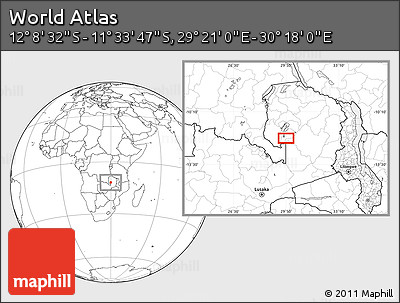 Blank Location Map of the Area around 11° 51' 9" S, 29° 49' 30" E
