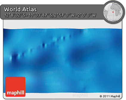 Physical 3D Map of the Area around 11° 51' 9" S, 2° 28' 30" W