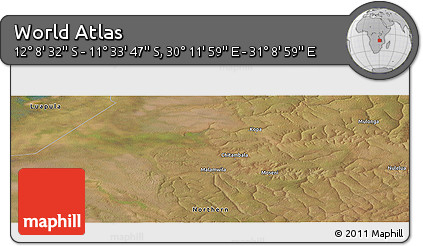 Satellite Panoramic Map of the Area around 11° 51' 9" S, 30° 40' 29" E