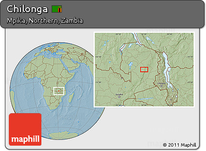Savanna Style Location Map of Chilonga, hill shading