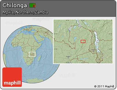 Savanna Style Location Map of Chilonga, hill shading