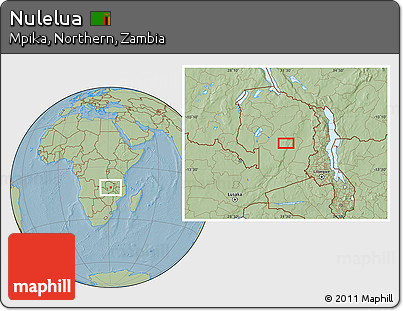 Savanna Style Location Map of Nulelua, hill shading