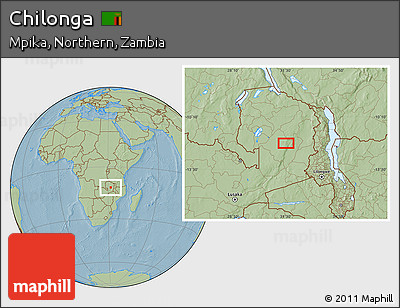 Savanna Style Location Map of Chilonga, hill shading