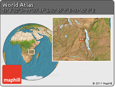 Satellite Location Map of the Area around 11° 51' 9" S, 33° 13' 30" E