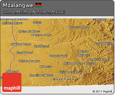Physical Panoramic Map of Mzalangwe