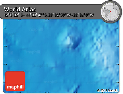Shaded Relief Map of the Area around 11° 51' 9" S, 33° 4' 30" W