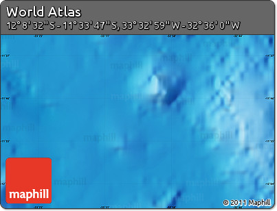 Shaded Relief Map of the Area around 11° 51' 9" S, 33° 4' 30" W