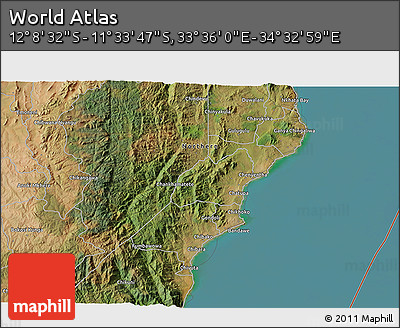 Satellite 3D Map of the Area around 11° 51' 9" S, 34° 4' 30" E