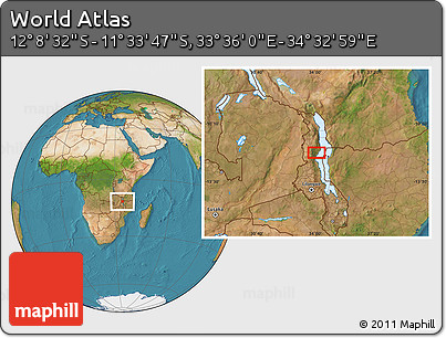 Satellite Location Map of the Area around 11° 51' 9" S, 34° 4' 30" E