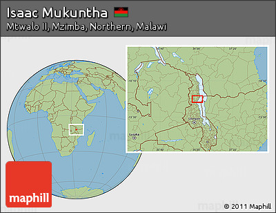 Savanna Style Location Map of Isaac Mukuntha