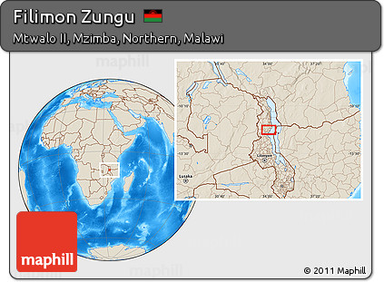 Shaded Relief Location Map of Filimon Zungu