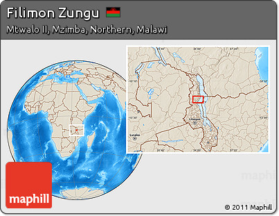 Shaded Relief Location Map of Filimon Zungu