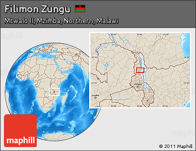 Shaded Relief Location Map of Filimon Zungu