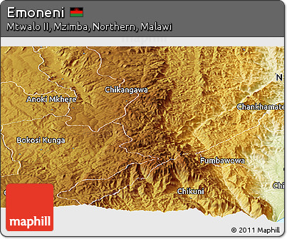 Physical Panoramic Map of Emoneni