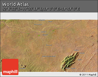 Satellite 3D Map of the Area around 11° 51' 9" S, 37° 28' 30" E