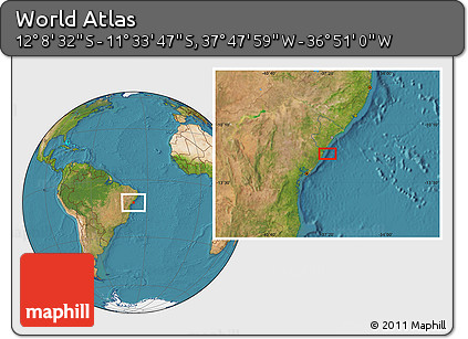 Satellite Location Map of the Area around 11° 51' 9" S, 37° 19' 30" W