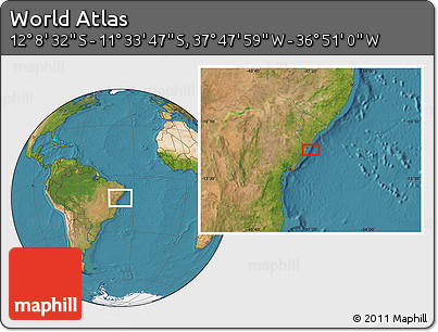 Satellite Location Map of the Area around 11° 51' 9" S, 37° 19' 30" W