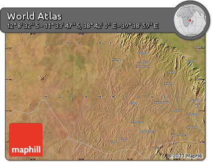 Satellite Map of the Area around 11° 51' 9" S, 39° 10' 29" E