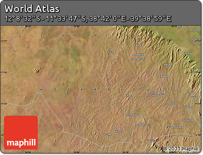 Satellite Map of the Area around 11° 51' 9" S, 39° 10' 29" E