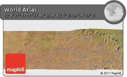 Satellite Panoramic Map of the Area around 11° 51' 9" S, 39° 10' 29" E