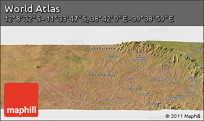 Satellite Panoramic Map of the Area around 11° 51' 9" S, 39° 10' 29" E