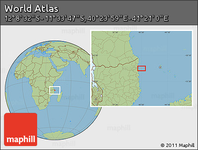 Savanna Style Location Map of the Area around 11° 51' 9" S, 40° 52' 30" E