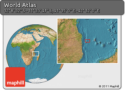 Satellite Location Map of the Area around 11° 51' 9" S, 41° 43' 30" E