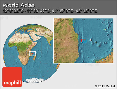 Satellite Location Map of the Area around 11° 51' 9" S, 41° 43' 30" E