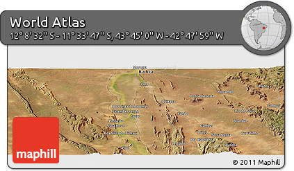 Satellite Panoramic Map of the Area around 11° 51' 9" S, 43° 16' 29" W