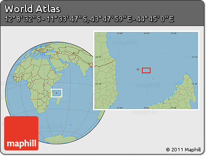 Savanna Style Location Map of the Area around 11° 51' 9" S, 44° 16' 29" E