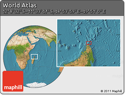 Satellite Location Map of the Area around 11° 51' 9" S, 49° 22' 30" E
