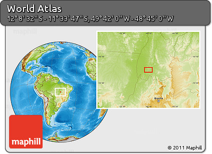 Physical Location Map of the Area around 11° 51' 9" S, 49° 13' 30" W