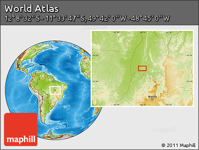 Physical Location Map of the Area around 11° 51' 9" S, 49° 13' 30" W
