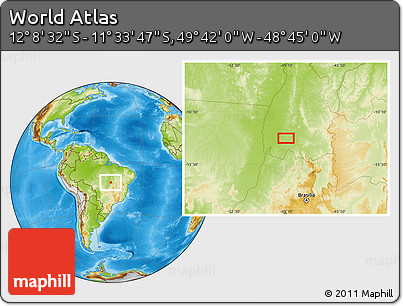Physical Location Map of the Area around 11° 51' 9" S, 49° 13' 30" W