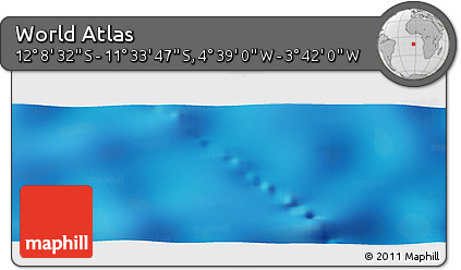 Shaded Relief Panoramic Map of the Area around 11° 51' 9" S, 4° 10' 30" W