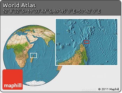 Satellite Location Map of the Area around 11° 51' 9" S, 50° 13' 30" E