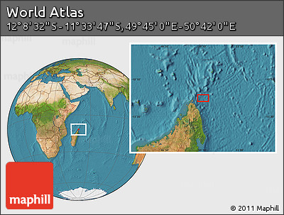Satellite Location Map of the Area around 11° 51' 9" S, 50° 13' 30" E