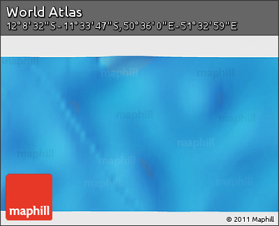 Physical 3D Map of the Area around 11° 51' 9" S, 51° 4' 30" E