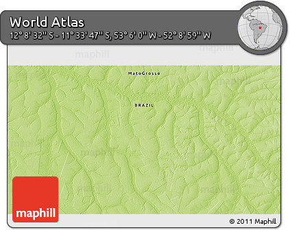 Physical 3D Map of the Area around 11° 51' 9" S, 52° 37' 30" W