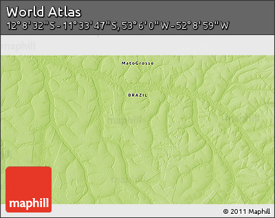 Physical 3D Map of the Area around 11° 51' 9" S, 52° 37' 30" W