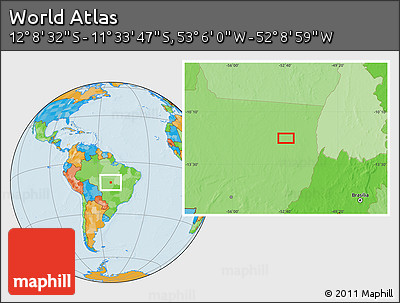 Political Location Map of the Area around 11° 51' 9" S, 52° 37' 30" W