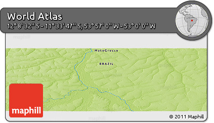 Physical Panoramic Map of the Area around 11° 51' 9" S, 53° 28' 30" W