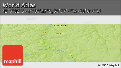 Physical Panoramic Map of the Area around 11° 51' 9" S, 53° 28' 30" W
