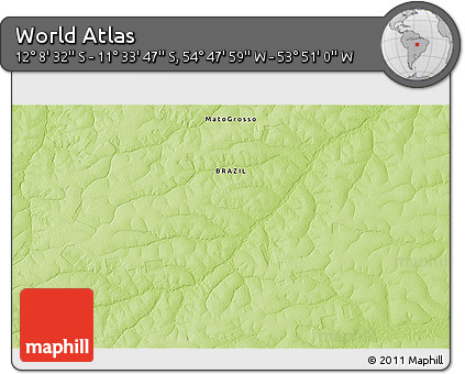Physical 3D Map of the Area around 11° 51' 9" S, 54° 19' 30" W