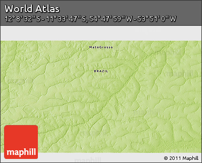 Physical 3D Map of the Area around 11° 51' 9" S, 54° 19' 30" W