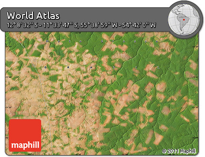 Satellite Map of the Area around 11° 51' 9" S, 55° 10' 29" W